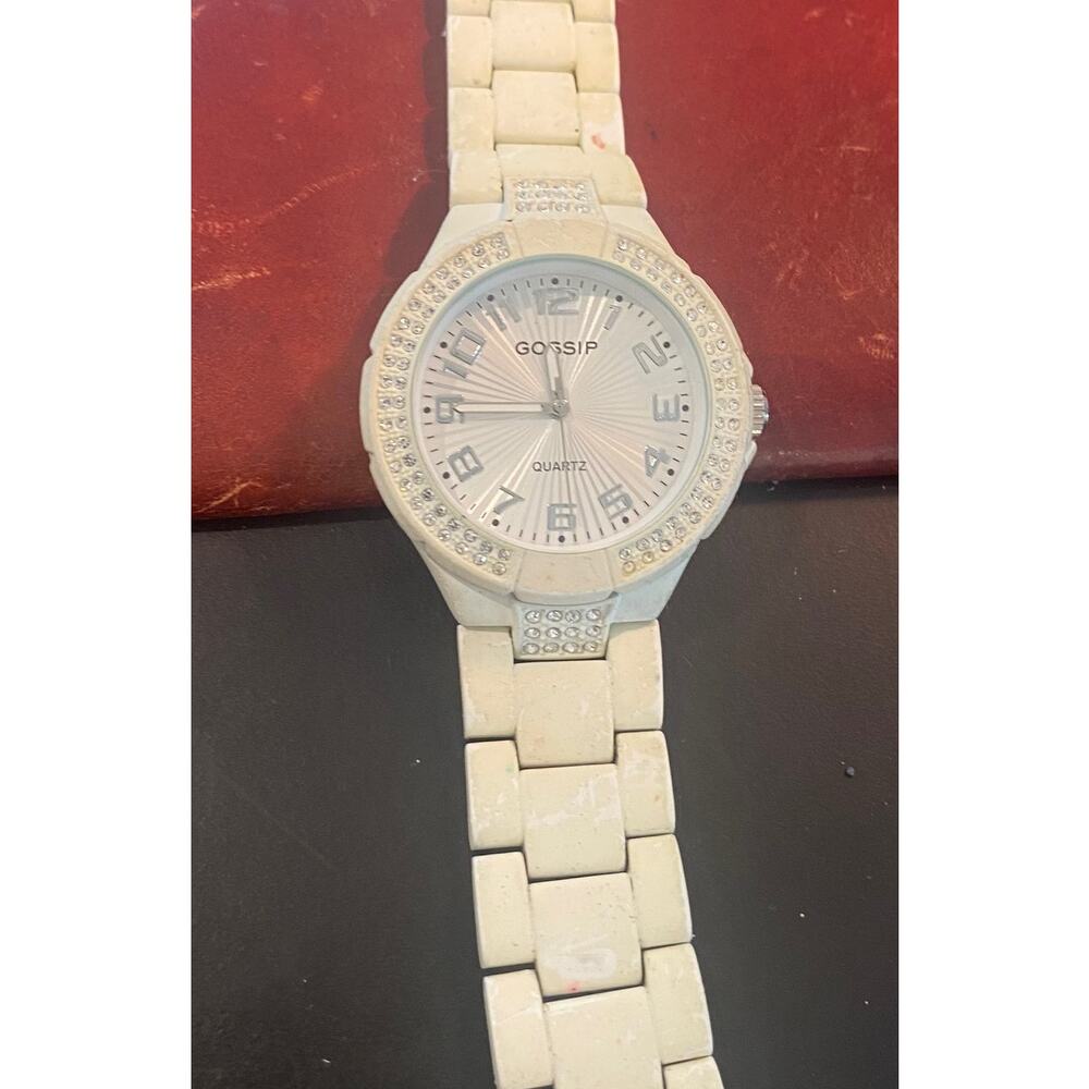 Women's 42mm Gossip Watch, Resin Covered Metal Band, Crystal Accents